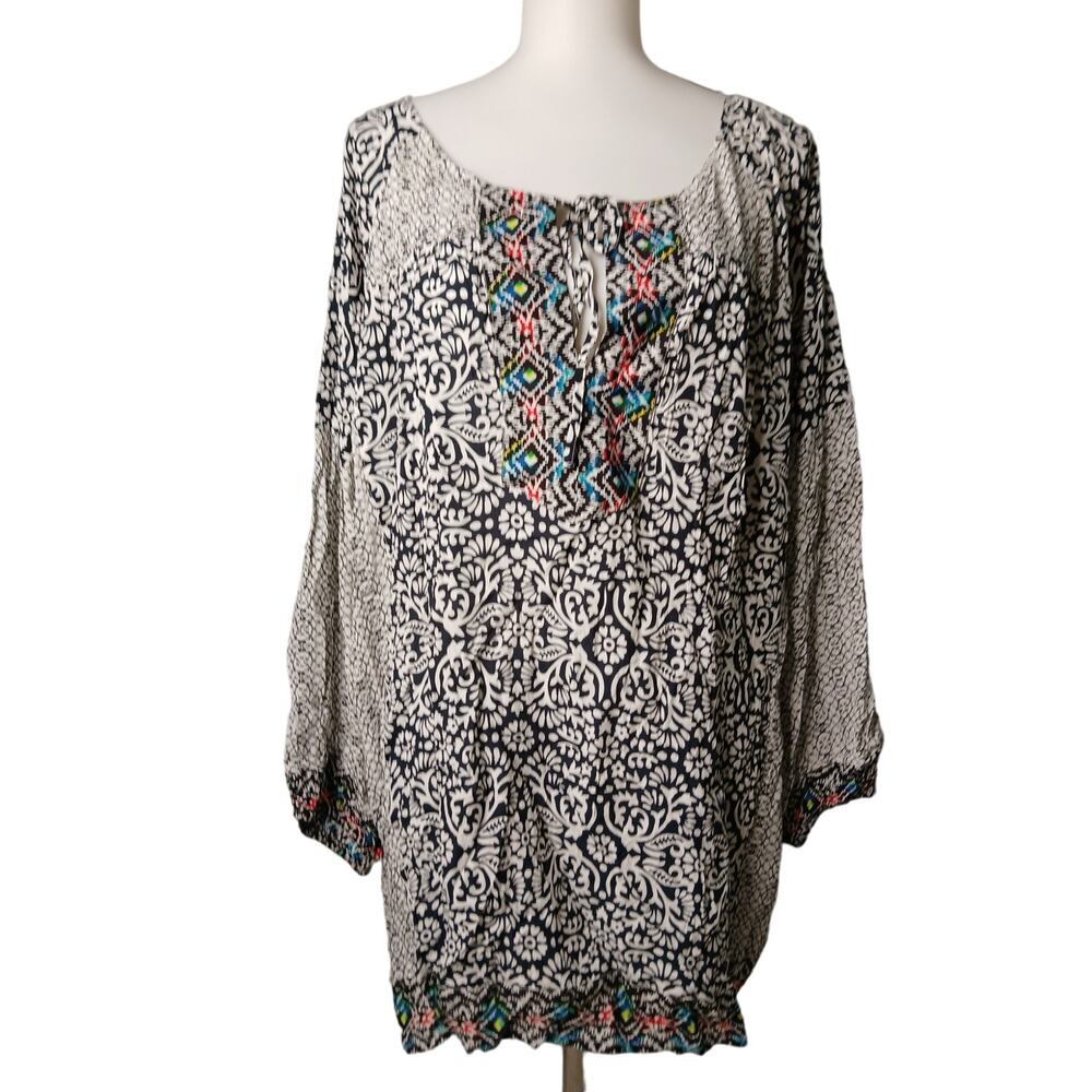 Kyla Seo Patchwork Style Scroll Pattern Tunic Pop… - image 1